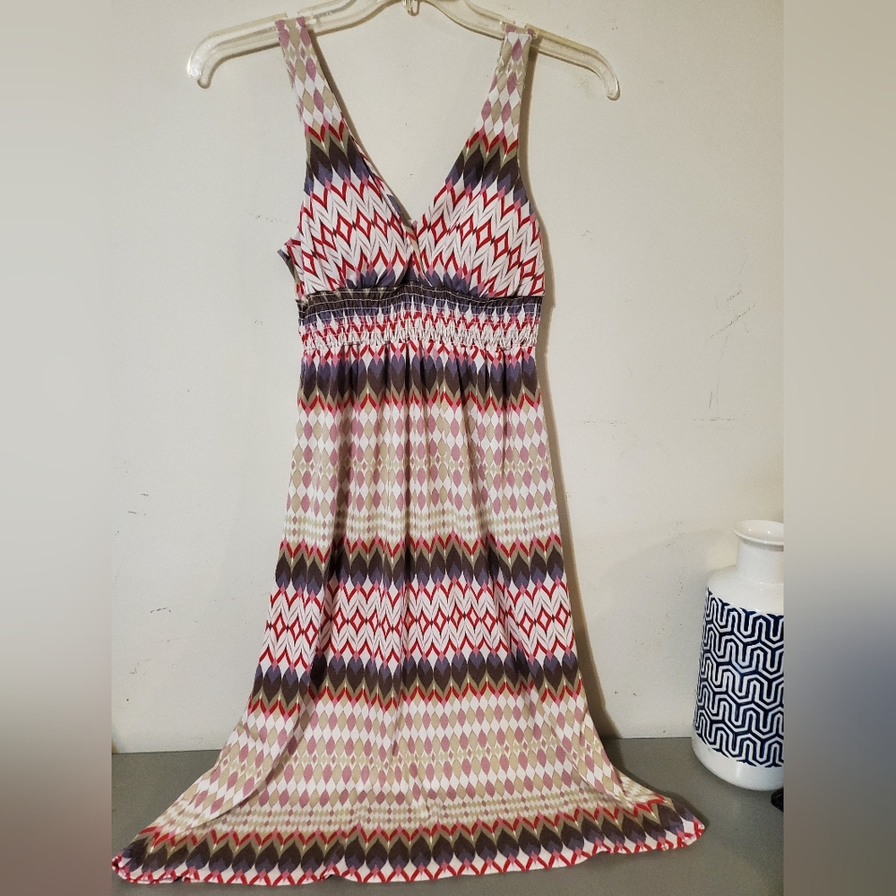 Y2K Zig Zag Geo Print Maxi Dress M No Boundaries
